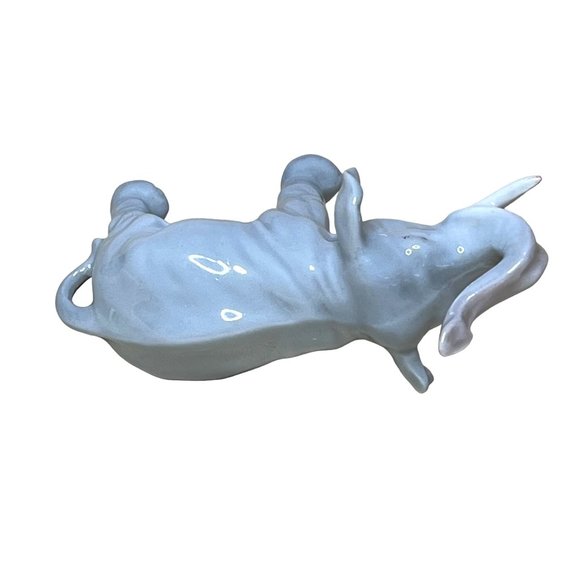 Antique Pfeffer Germany Porcelain Elephant Figurine Trunk Up Gray Vintage - Picture 5 of 7